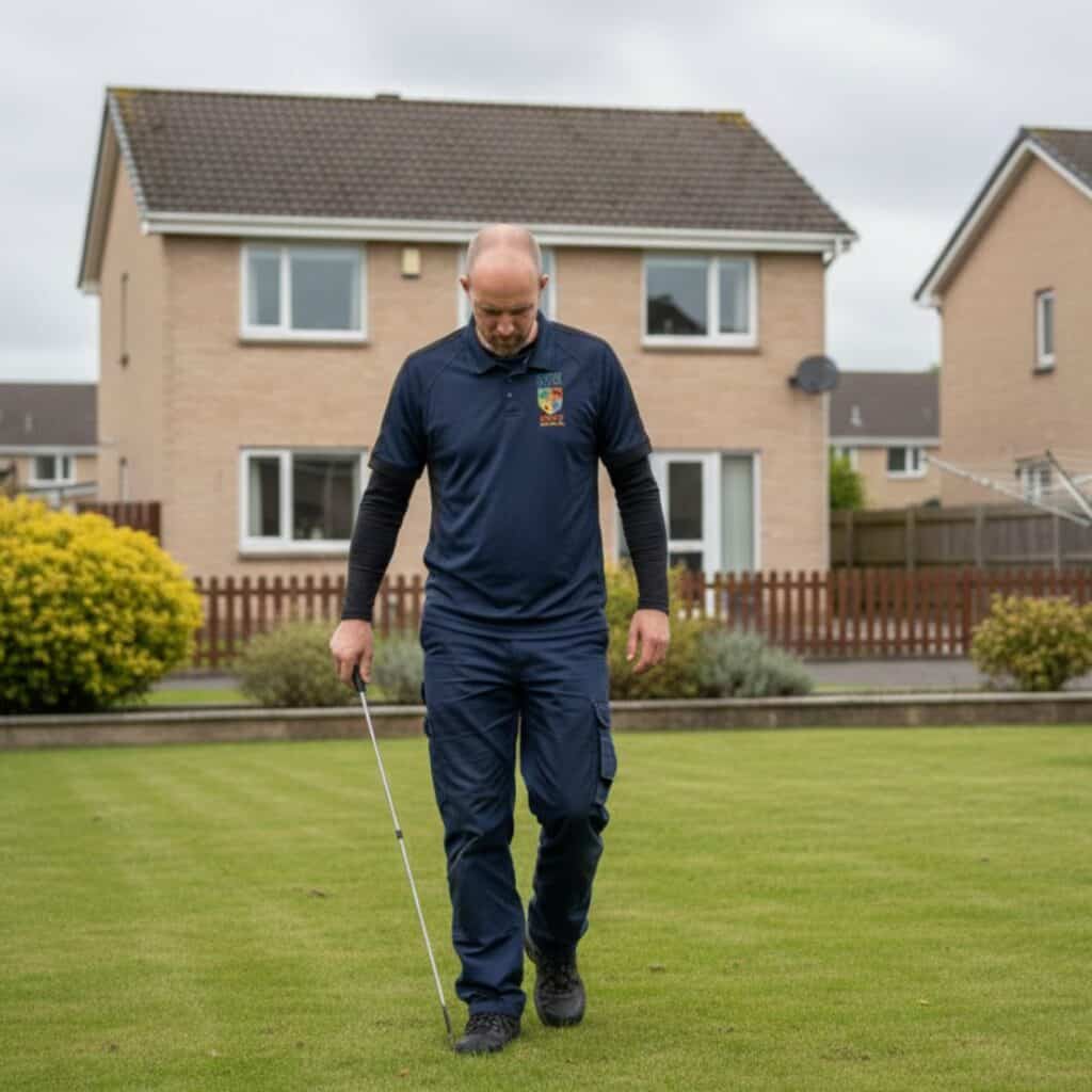 mole-control-east-kilbride-garden-visit Strathclyde Pest Control technician carrying out mole control in East Kilbride