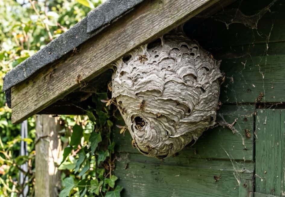 Wasp nest found in a garden shed in Jackton — wasp nest removal by Strathclyde Pest Control