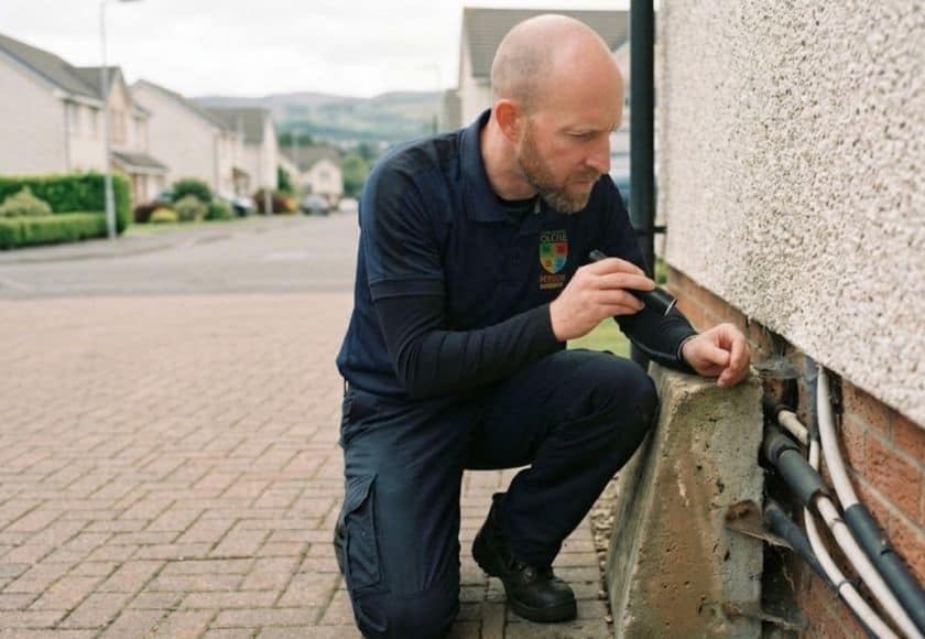 we carry out pest control services throughout Thornill and Jackton Area such as this at entry point inspection